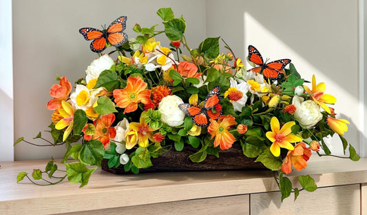 Spring Butterfly Dough Bowl Centerpiece Summer Floral Arrangement TCT Crafts