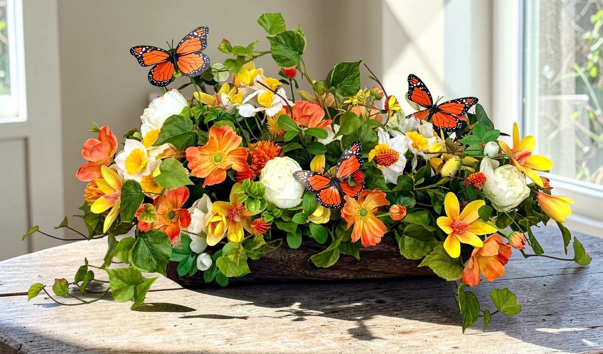 Spring Butterfly Dough Bowl Centerpiece Summer Floral Arrangement TCT Crafts