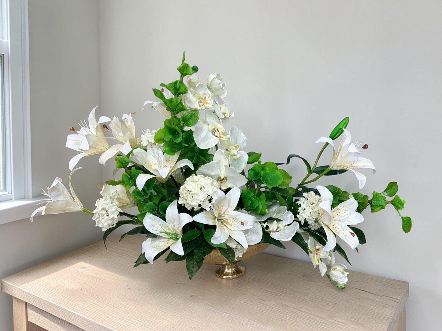 White Orchid Lily Centerpiece Elegant Floral Arrangement TCT Crafts