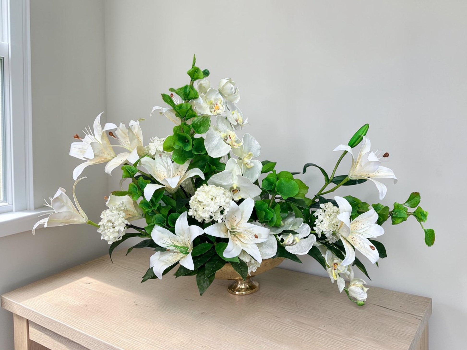 White Orchid Lily Centerpiece Elegant Floral Arrangement TCT Crafts