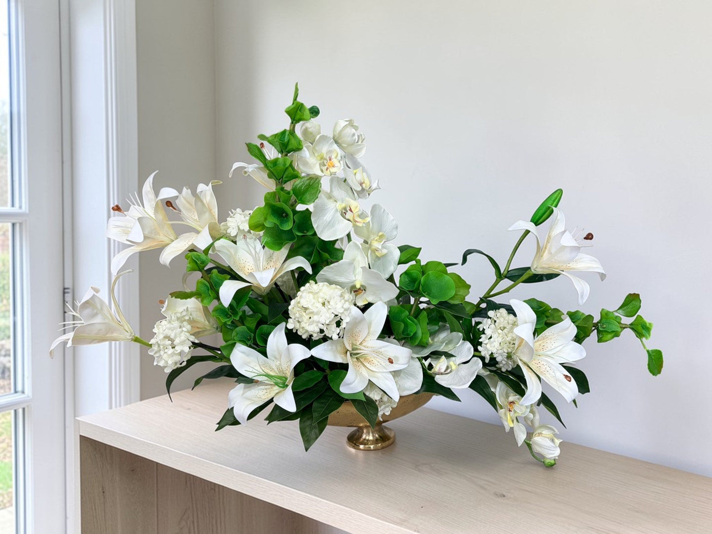 White Orchid Lily Centerpiece Elegant Floral Arrangement TCT Crafts