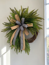 Farmhouse Green Fern Wreath on Grapevine Base for Everyday Front Door Decor TCT Crafts