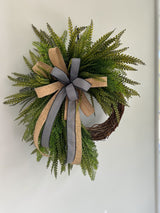 Farmhouse Green Fern Wreath on Grapevine Base for Everyday Front Door Decor TCT Crafts