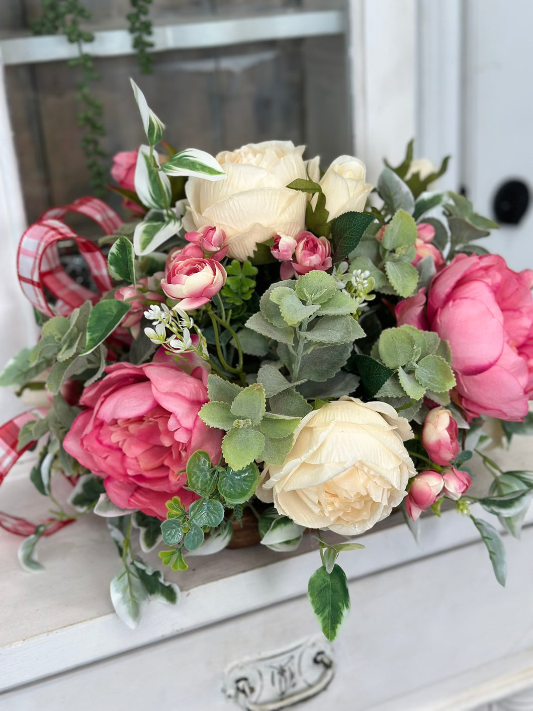 Artificial Rose & Peony Valentine's Day or Spring Floral Arrangement