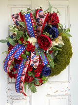 Patriotic Moss Wreath for Red White Blue Summer Front Door Decor TCT Crafts
