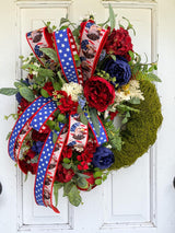 Patriotic Moss Wreath for Red White Blue Summer Front Door Decor TCT Crafts