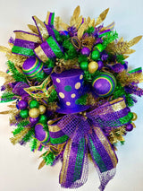 Purple, Gold, & Green Mardi Gras Top Hat door wreath- TCT1463 TCT Crafts