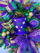 Purple, Gold, & Green Mardi Gras Top Hat door wreath- TCT1463 TCT Crafts