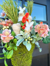 Load image into Gallery viewer, Easter Bunny Moss Hanging Basket Arrangement – Whimsical Spring Decor