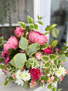 Artificial Spring Floral Arrangement – Pink Peonies, Camellias & Hydrangeas