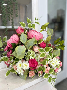Artificial Spring Floral Arrangement – Pink Peonies, Camellias & Hydrangeas