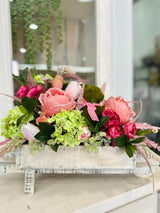 ustic Easter Floral Centerpiece with Moss Bunny and Pink Roses | Spring Table Décor TCT Crafts