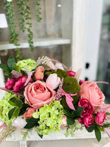 ustic Easter Floral Centerpiece with Moss Bunny and Pink Roses | Spring Table Décor TCT Crafts
