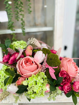 ustic Easter Floral Centerpiece with Moss Bunny and Pink Roses | Spring Table Décor TCT Crafts