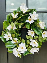 Load image into Gallery viewer, Everyday Magnolia Wreath | 21&quot; White Flower and Greenery Door Wreath | Year-Round Front Door Décor
