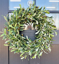 Load image into Gallery viewer, Olive Branch Wreath for Front Door | Farmhouse Greenery Wreath | Year-Round Grapevine Wreath in Multiple Sizes