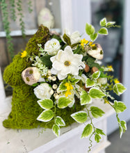 Load image into Gallery viewer, Moss Bunny Floral Arrangement | Easter Bunny Planter with Magnolia &amp; Wildflowers | Spring Centerpiece Décor