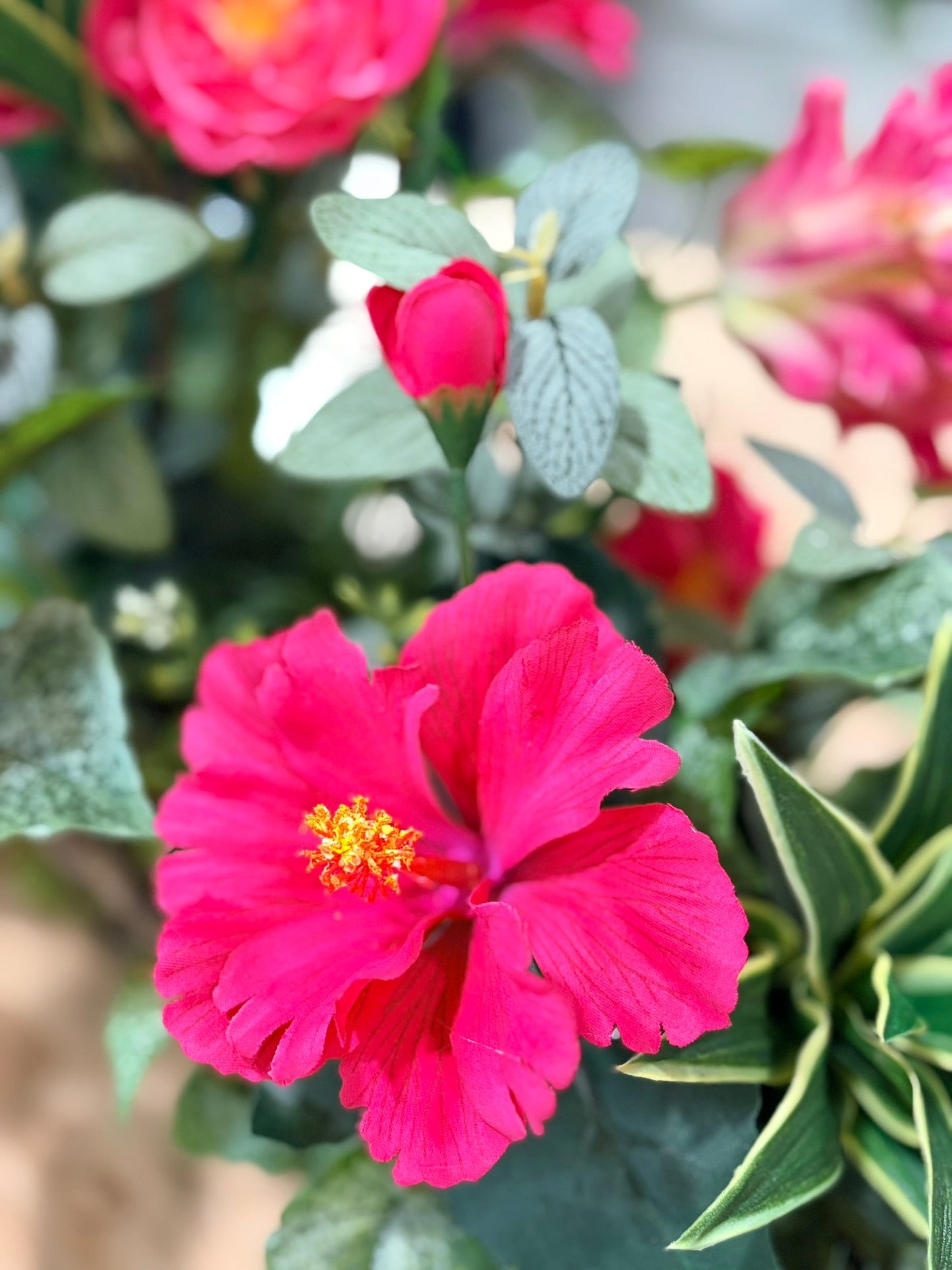 Tropical Hibiscus Floral Arrangement Summer Decor TCT Crafts