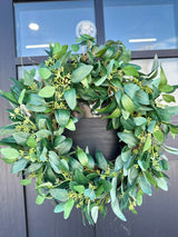 Artificial Seeded Eucalyptus Wreath | Everyday Greenery Wreath for Front Door