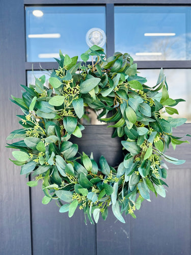 Artificial Seeded Eucalyptus Wreath | Everyday Greenery Wreath for Front Door