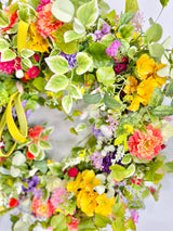 Extra Large Summer Floral Grapevine Wreath with Bright Wildflowers and Hydrangeas for Front Door or Office