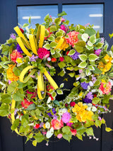 Extra Large Summer Floral Grapevine Wreath with Bright Wildflowers and Hydrangeas for Front Door or Office