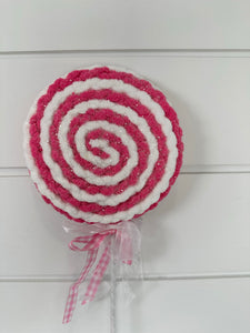 22" Pink & White Small Lollipop Pick - Whimsical Candy Themed Decor-84085PKWT