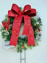 Load image into Gallery viewer, 18-Inch Christmas Memorial Grave Wreath with Stake - Outdoor Remembrance Tribute-TCT1672