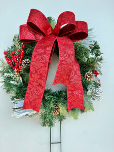 18-Inch Christmas Memorial Grave Wreath with Stake - Outdoor Remembrance Tribute-TCT1672