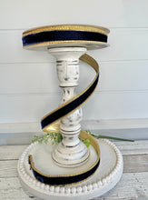 Load image into Gallery viewer, 1&quot; x 10yd Farrisilk Royal Velvet Double-Sided Ribbon - Elegant Navy Blue &amp; Gold Trim-RG809-21