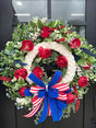 Elegant Patriotic Floral Wreath for Front Door-Red,White, & Blue Porch Decor (TCT1625) TCT Crafts