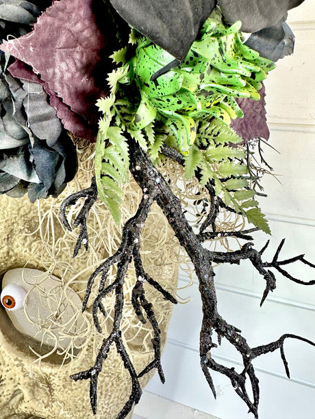Animated 36x24" Skull Porch Decor | Motion-Sensor Lights and Music | Black Roses & Velvet Vines | Spooky Halloween Accent-TCT1678 TCT Crafts