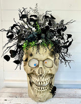 Animated 36x24" Skull Porch Decor | Motion-Sensor Lights and Music | Black Roses & Velvet Vines | Spooky Halloween Accent-TCT1677 TCT Crafts