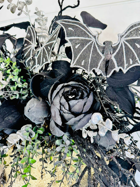Animated 36x24" Skull Porch Decor | Motion-Sensor Lights and Music | Black Roses & Velvet Vines | Spooky Halloween Accent-TCT1677 TCT Crafts