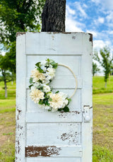 Cream Dahlia & White Rose Hoop Wreath – Wedding & Event Decor TCT Crafts
