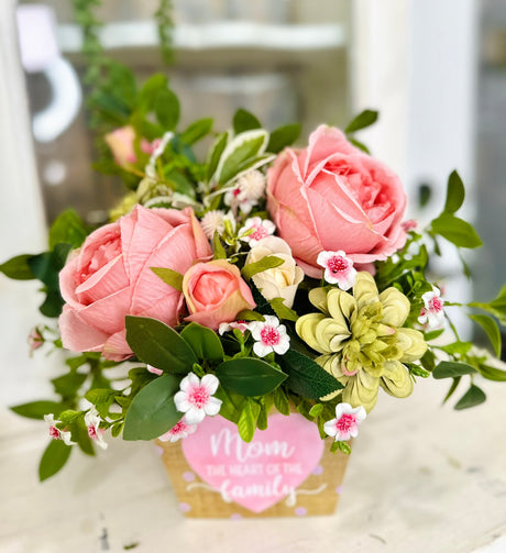 Pink Rose & Dahlia Faux Flower Gift for Mom – Mother’s Day or Birthday Decor TCT Crafts