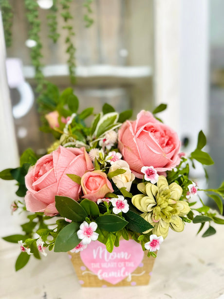 Pink Rose & Dahlia Faux Flower Gift for Mom – Mother’s Day or Birthday Decor TCT Crafts