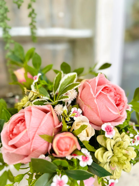 Pink Rose & Dahlia Faux Flower Gift for Mom – Mother’s Day or Birthday Decor TCT Crafts