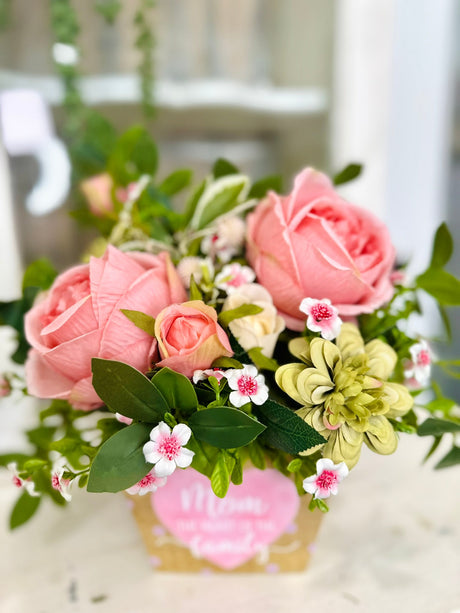 Pink Rose & Dahlia Faux Flower Gift for Mom – Mother’s Day or Birthday Decor TCT Crafts