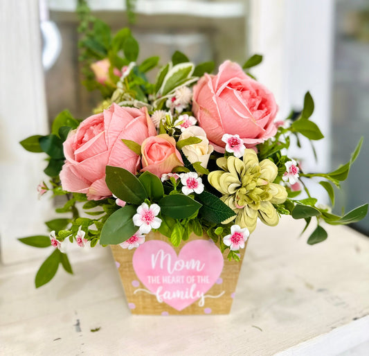 Pink Rose & Dahlia Faux Flower Gift for Mom – Mother’s Day or Birthday Decor TCT Crafts