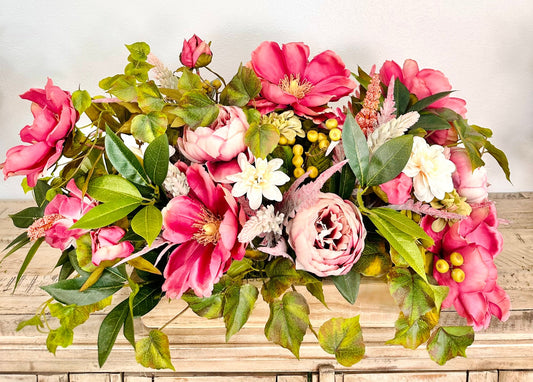 Mauve Magnolia Artificial Flower Arrangement – Faux Silk Floral Centerpiece for Dining Table or Wedding Decor TCT Crafts