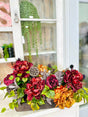 Fall Peony & Rose Arrangement | Artificial Autumn Centerpiece in Rustic Wood Tray TCT Crafts