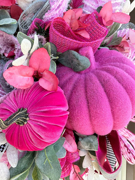 Breast Cancer Awareness Pink Pumpkin Wreath - Handcrafted Pink Ribbon Decor - Hope and Support-TCT1684 TCT Crafts