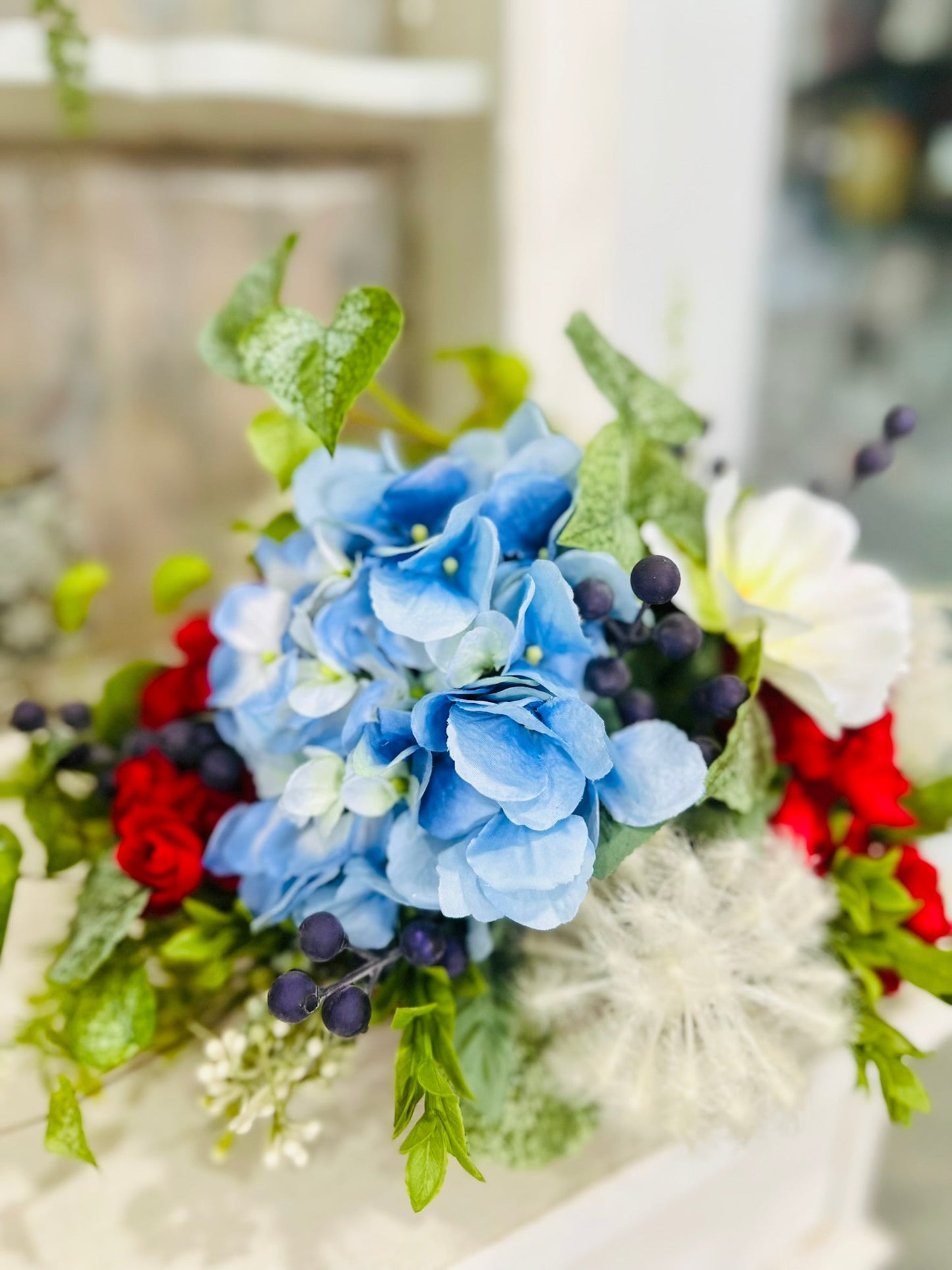 Patriotic Red White Blue Floral Arrangement | 4th of July Decor TCT Crafts