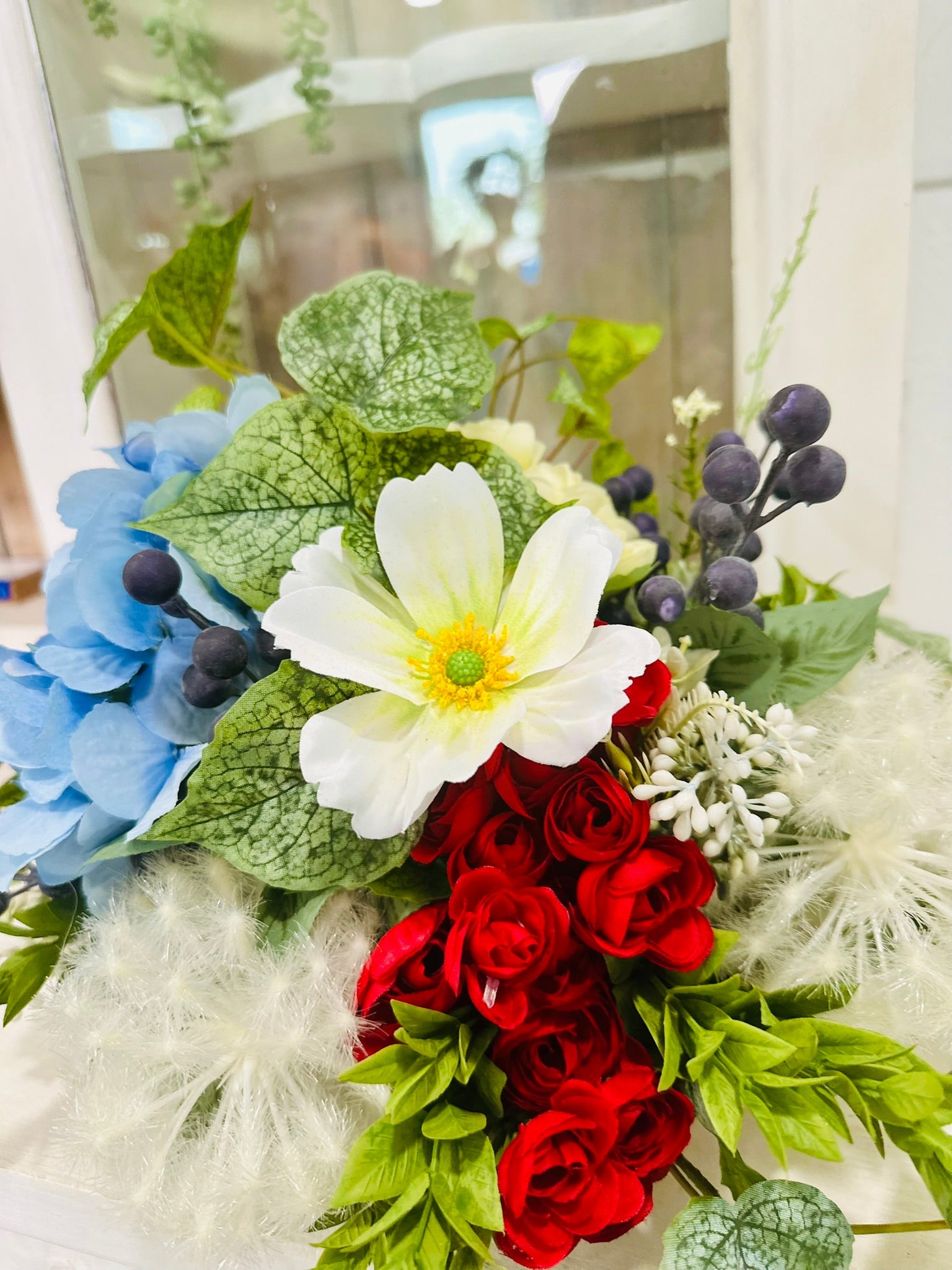 Patriotic Red White Blue Floral Arrangement | 4th of July Decor TCT Crafts