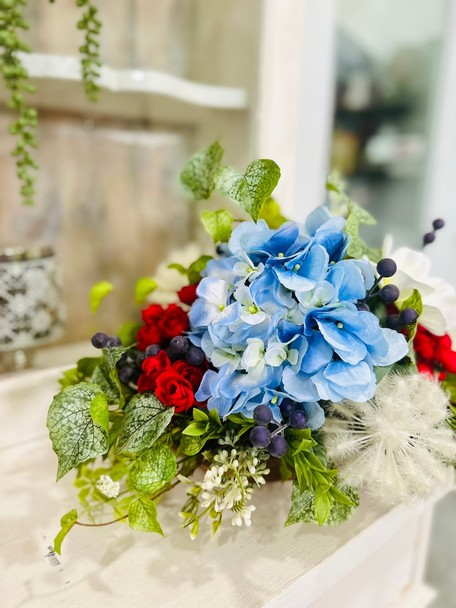 Patriotic Red White Blue Floral Arrangement | 4th of July Decor TCT Crafts