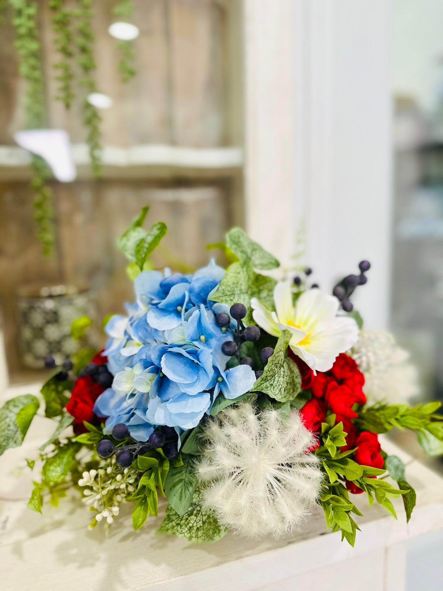 Patriotic Red White Blue Floral Arrangement | 4th of July Decor TCT Crafts