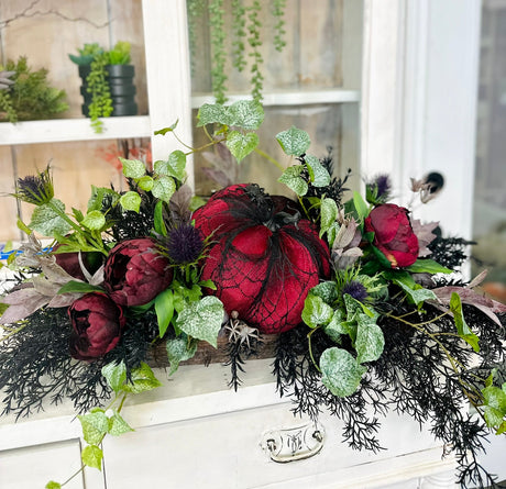 Gothic Halloween Pumpkin Floral Arrangement | Glam Halloween Table Decor TCT Crafts