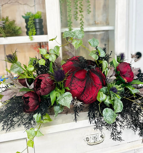 Gothic Halloween Pumpkin Floral Arrangement | Glam Halloween Table Decor TCT Crafts