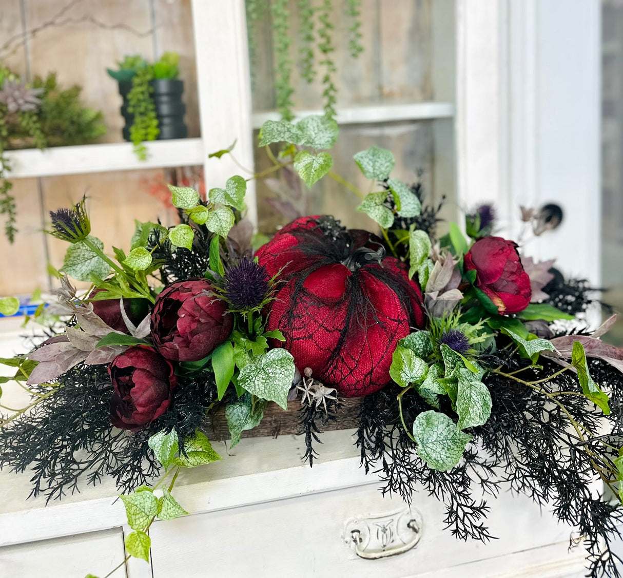 Gothic Halloween Pumpkin Floral Arrangement | Glam Halloween Table Decor TCT Crafts
